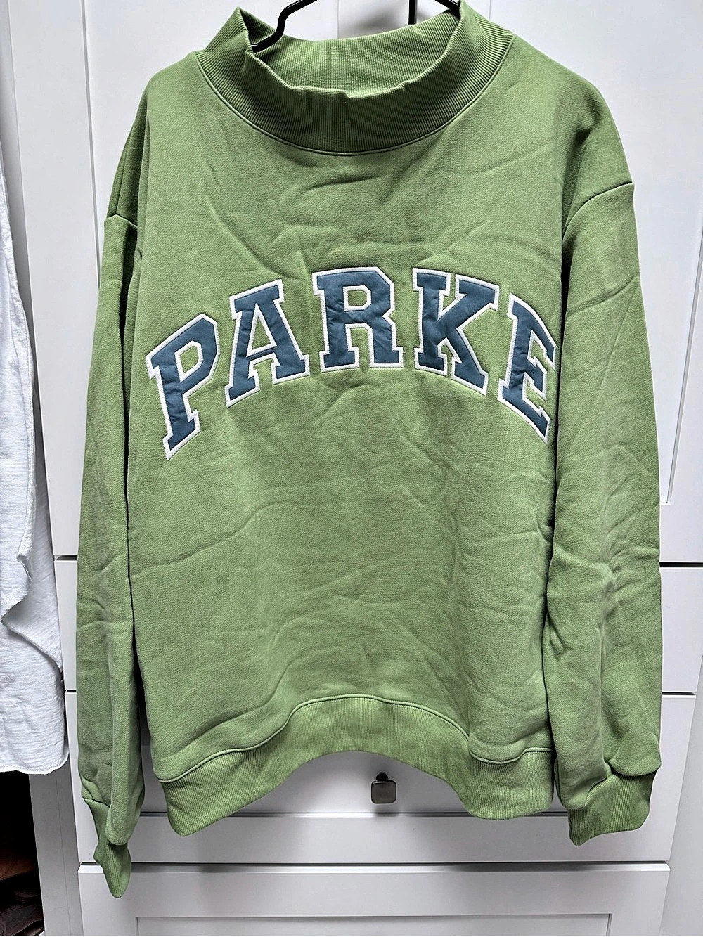 PARKE Varsity Mockneck Logo Sweatshirt Green XXL - never worn